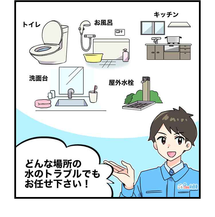 どんな場所の水のトラブルでもお任せ下さい！