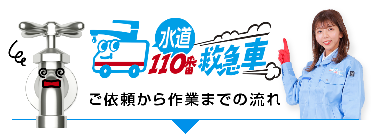 -水道110番救急車-ご依頼から作業までの流れ